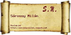 Sárossy Milán névjegykártya