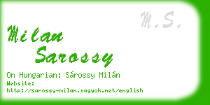 milan sarossy business card